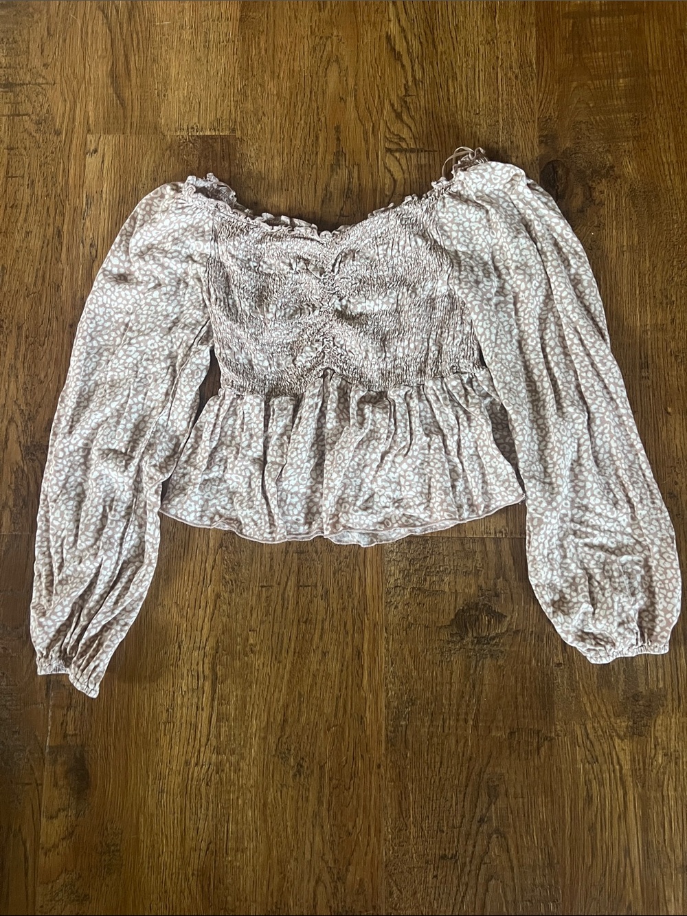 URBAN Romantics Blush Floral Smocked Peplum Blouse